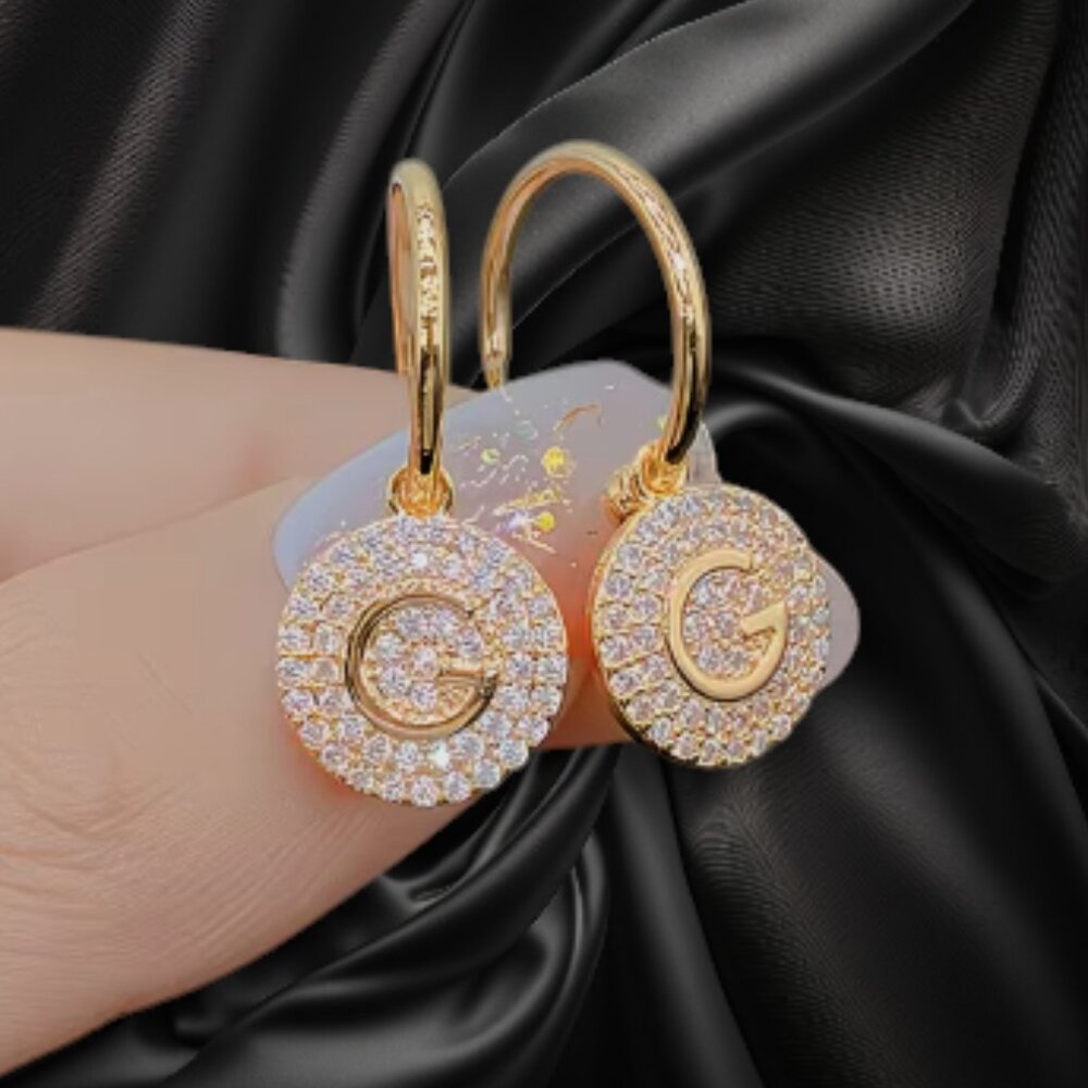 Gold Crystal Drop Earrings – Chic Dainty Halo Hoops